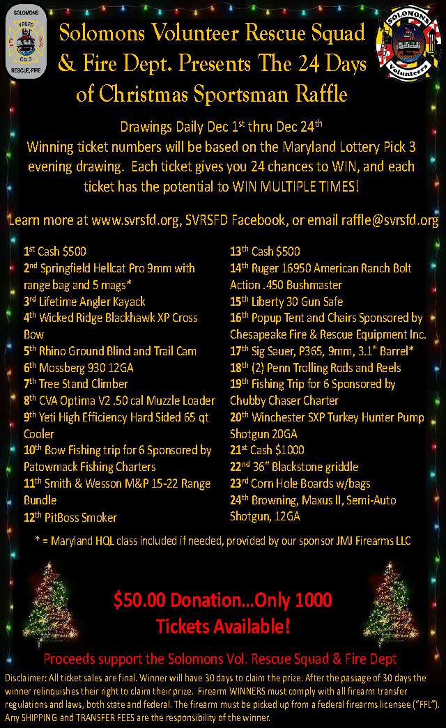 Solomons Volunteer Rescue Squad & Fire Dept. Presents The 24 Days of